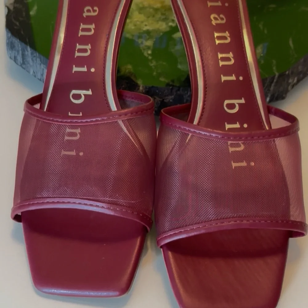 Gianni Bibi Kitti Mesh Square Toe Kitten Heel Dress Slides - Picture 6 of 12